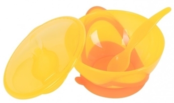 Тарілка на присосці з кришкою і ложкою Baby Team, жовтий - Pampik - 3