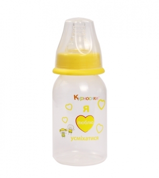 Пляшечка для годування Курносики, з силіконовою соскою, 125 мл, жовтий (7001 жовт) - Pampik