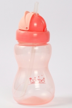Поїльник-непроливайка Lindo, із силіконовою трубочкою, 6+, 275 мл, рожевий (Li 126 рож) - Pampik - 2
