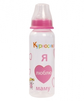 Пляшечка для годування Курносики, з силіконовою соскою, 250 мл, рожевий (7002 рож) - Pampik