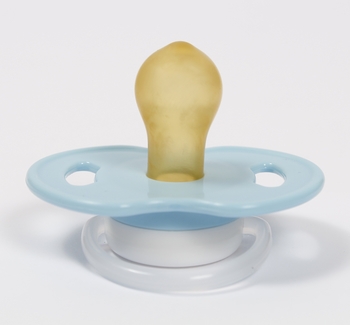 Пустышка латексная Курносики Я люблю папу, круглая, 6-12+ мес., голубой (7017 6+ гол) - Pampik - 2