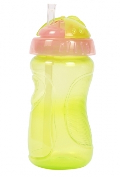 Поїльник-непроливайка Курносики, із силіконовою трубочкою, від 9 міс., 320 мл, рожевий з салатовим (7025 рож) - Pampik