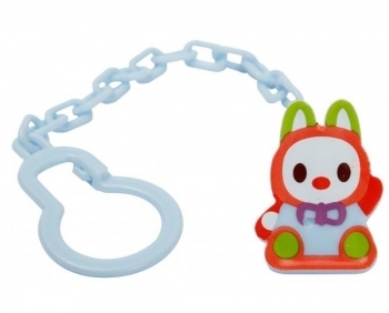 Цепочка для пустышки Курносики Кролик, с клипсой, голубой (7091 гол) - Pampik