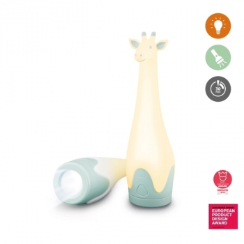 Нічник з ліхтариком Zazu Жираф Джина, блакитний (ZA-GINA-02) - Pampik
