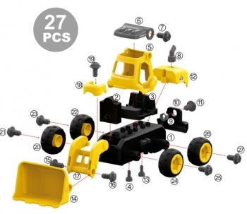Конструктор DIY Spatial Creativity Бульдозер, жовтий (CJ-1365042) - Pampik - 5