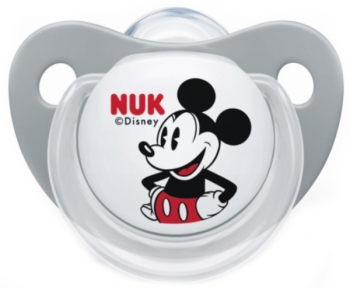 Ортодонтическая силиконовая пустышка Nuk Trendline Disney Mickey, 6-18 мес., серый с белым (10735784/1) - Pampik