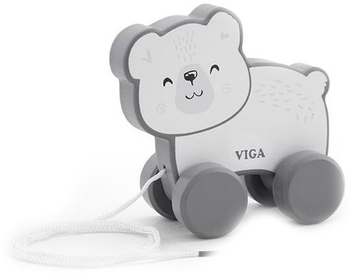 Деревянная игрушка-каталка Viga Toys PolarB Белый медведь (44001) - Pampik