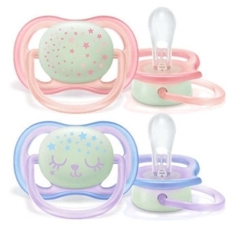 Пустушка для дівчинки Philips Avent Air Нічна, 0-6 місяців, 2 шт. (SCF376/12) - Pampik