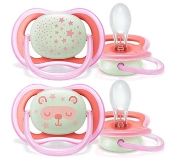 Пустушка для дівчаток Philips Avent Нічна, 6-18 міс., 2 шт. (SCF376/22) - Pampik