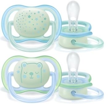 Пустушка для хлопчиків Philips Avent Нічна, 0-6 міс., 2 шт. (SCF376/11) - Pampik