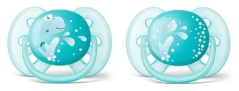Пустушка Philips Avent (6-18 міс.), м'яка, 2 шт., для хлопчиків (SCF226/22) - Pampik