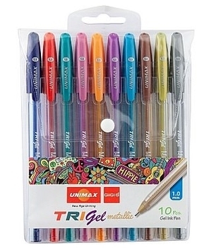 Набор гелевых ручек Unimax Trigel Metallic, 10 шт. (UX-141) - Pampik