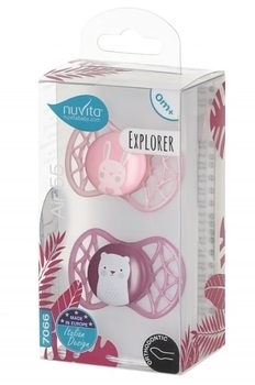 Силіконова ортодонтична пустушка Nuvita Air55 Explorer Ведмежа і Зайчик, 0+ міс., 2 шт. (NV7066F) - Pampik - 4