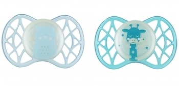 Силиконовая ортодонтическая пустышка Nuvita Air55 Explorer Мишка и Жираф, 0+ мес., 2 шт. (NV7066GM) - Pampik