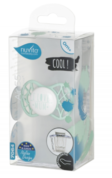 Силіконова ортодонтична пустушка Nuvita Air55 Cool I Love Mum, 0+ міс. (NV7064SG) - Pampik - 3