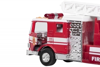 Машинка металева Goki Пожежна вантажівка з драбиною, червоний, 17,5 см (12115G-2) - Pampik - 3
