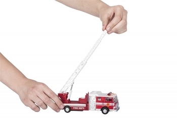 Машинка металева Goki Пожежна вантажівка з драбиною, червоний, 17,5 см (12115G-2) - Pampik - 6