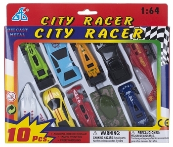 Набір міні-транспорту GW Citi Racer, 1:64, 10 шт. (92753-10PS) - Pampik