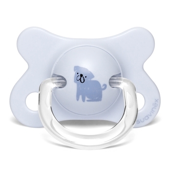 Пустушка силіконова анатомічна Suavinex Історії цуценят Мопс, 2-4 міс., блакитний (304854) - Pampik