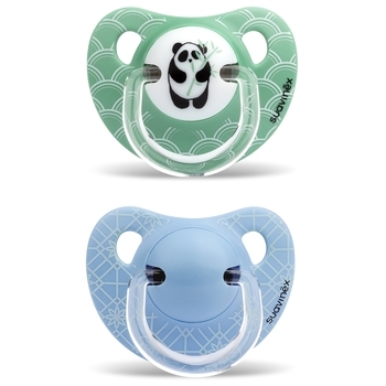 Пустушка силіконова Suavinex Історії панди, 6-18 міс., 2 шт., зелений, блакитний (303876) - Pampik