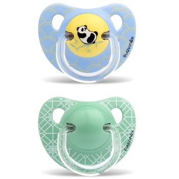 Пустушка силіконова Suavinex Історії панди, 18+ міс., 2 шт., блакитний і зелений (303889) - Pampik