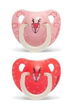 Пустушка силіконова Suavinex Оленя, 6-18 місяців, нічна, рожевий, 2 шт. (304522) - Pampik