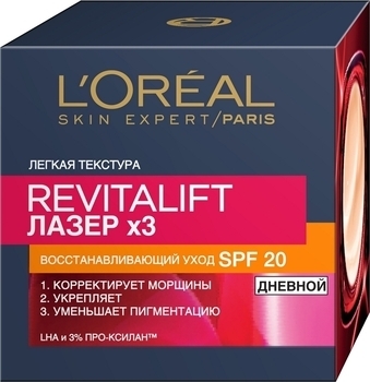 Дневной крем L’Oréal Paris Revitalift Laser Х3 Регенерирующий с SPF-20, 50 мл - Pampik