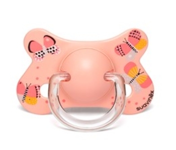 Пустушка силіконова симетрична Suavinex Крилаті історії Рожеві метелики, 4-18 місяців, рожевий (304924) - Pampik