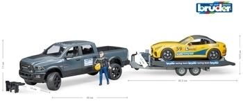 Джип Bruder Dodge RAM 2500, с прицепом-эвакуатором и родстером (02504) - Pampik - 3