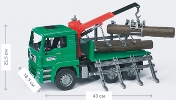 Грузовик Bruder MAN Перевозчик бревен с краном-погрузчиком (02769) - Pampik - 3