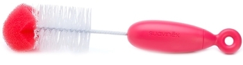 Щітка для миття пляшечок Suavinex 2 в 1, червоний (400275/3) - Pampik