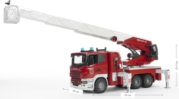 Велика пожежна машина Bruder Scania R-series зі сходами, 56 см (03590) - Pampik - 4