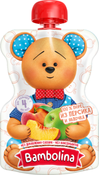 Пюре Bambolina Pouch Яблуко-персик, 90 г - Pampik