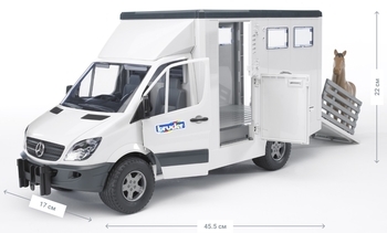 Машинка Bruder МВ Sprinter Транспортер для животных, с лошадкой (02533) - Pampik - 5