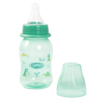 Пляшка для годування Lindo, вигнута, із силіконовою соскою, від 0 міс., 125 мл, зелений (Li 132 зел) - Pampik - 2