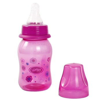 Пляшка для годування Lindo, вигнута, із силіконовою соскою, від 0 міс., 125 мл, фіолетовий (Li 132 фіол) - Pampik - 2
