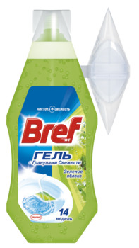 Очищувальний гель для унітаза Bref Зелене яблуко, з кошиком, 360 мл - Pampik