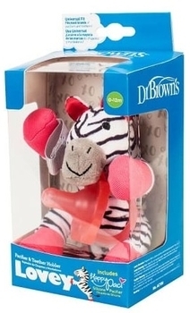 Цельная пустышка с держателем-игрушкой Dr. Brown's Зебра, 0-12 мес., розовый (AC156-P6) - Pampik - 2