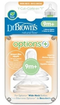 Силіконова соска Dr. Brown's Options + з Y-отвором, для пляшечки з широкою шийкою, 9+ міс., 2 шт. (WNY201-INTL) - Pampik - 2