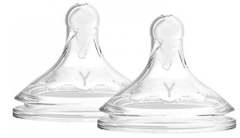 Силіконова соска Dr. Brown's Options + з Y-отвором, для пляшечки з широкою шийкою, 9+ міс., 2 шт. (WNY201-INTL) - Pampik