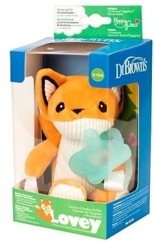 Цілісна пустушка з власником-іграшкою Dr. Brown's Лисичка, 0-12 міс., блакитний (AC123-P6) - Pampik - 2