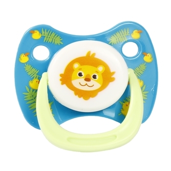 Пустышка силиконовая Курносики Львенок, круглая, 6-12+ мес., синий (7215/6-12+ син) - Pampik