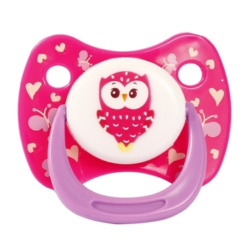 Пустышка силиконовая Курносики Сова, круглая, 6-12+ мес., розовый (7215/6-12+ рож) - Pampik