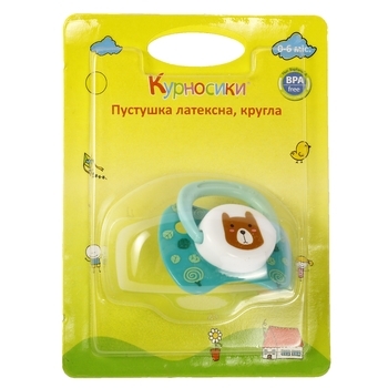 Пустышка латексная Курносики Мишка, круглая, 6-12+ мес., бирюзовый (7217/6-12+ зел) - Pampik - 3