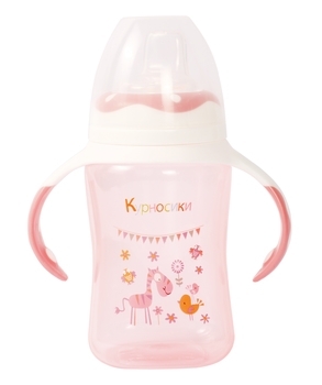 Поїльник-непроливайка Курносики, із силіконовим носиком, з ручками, від 6 міс., 300 мл, рожевий (7027 рож) - Pampik