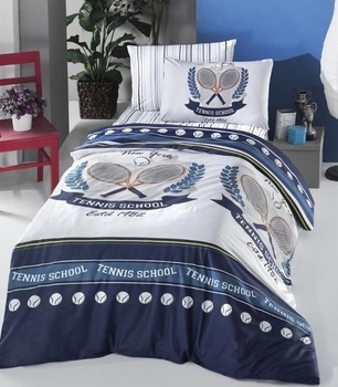 Комплект постільної білизни LightHouse Tennis, ранфорс, 220х160 см, темно-синій (50484_1,5) - Pampik