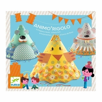 Набор шапочек для праздника Djeco Анимо Риголо, 8 шт. (DJ02077) - Pampik