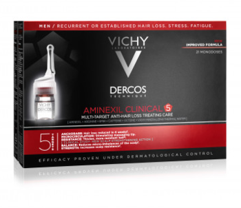 Средство против выпадения волос Vichy Dercos Aminexil Clinical 5, для мужчин, 21 шт. - Pampik