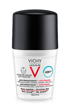 Кульковий дезодор-антантиперспірант Vichy 48 годин, проти білих та жовтих плям, для чоловіків, 50 мл (MB056900) - Pampik