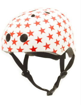 Велосипедний шолом Trybike Coconut, 44-51 см, білий з червоним (COCO 4XS) - Pampik